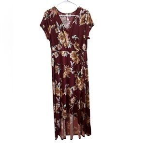 Floral Wrap Maxi Dress . EUC